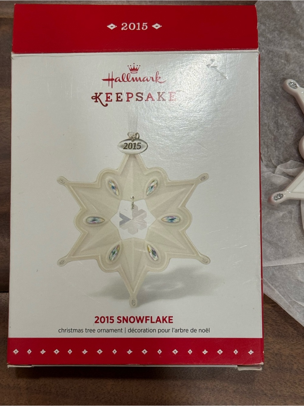 Hallmark White and Red 2015 Snowflake Keepsake Ornament